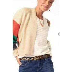 CABI Comeback Tank Top Beige White Stripe Sz M #5762 EUC